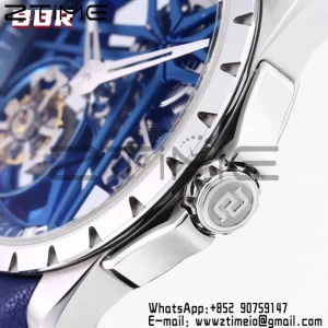 RD Excalibur RDDBEX0838 SS BBRF 1:1 Best Edition Skeleton Dial on Blue Rubber Strap A2136 Tourbillon V4 - Super Clone Watch | 1:1 Best Version