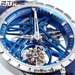 RD Excalibur RDDBEX0838 SS BBRF 1:1 Best Edition Skeleton Dial on Blue Rubber Strap A2136 Tourbillon V4 - Super Clone Watch | 1:1 Best Version