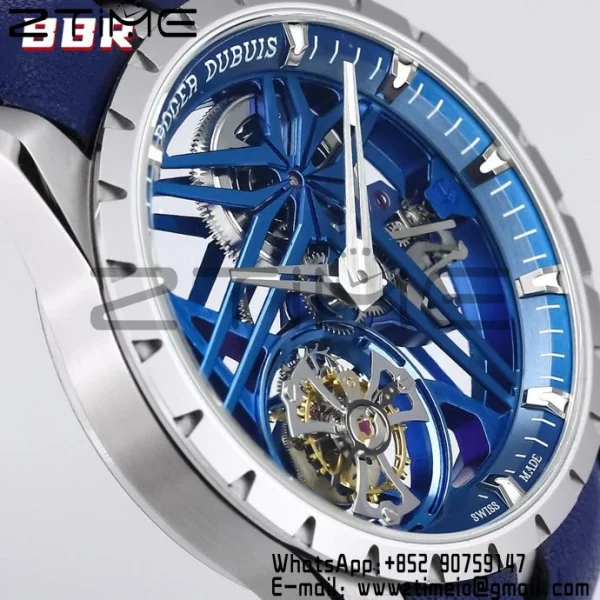 RD Excalibur RDDBEX0838 SS BBRF 1:1 Best Edition Skeleton Dial on Blue Rubber Strap A2136 Tourbillon V4 - Super Clone Watch | 1:1 Best Version