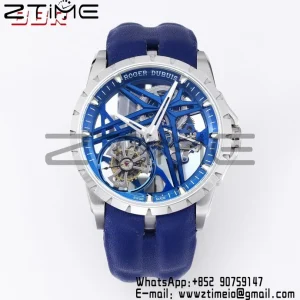 RD Excalibur RDDBEX0838 SS BBRF 1:1 Best Edition Skeleton Dial on Blue Rubber Strap A2136 Tourbillon V4 - Super Clone Watch | 1:1 Best Version