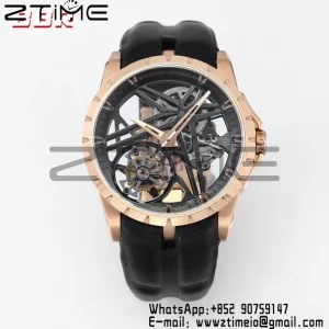 RD Excalibur RDDBEX0838 RG BBRF 1:1 Best Edition Skeleton Dial on Blcak Rubber Strap A2136 Tourbillon V4 - Super Clone Watch | 1:1 Best Version