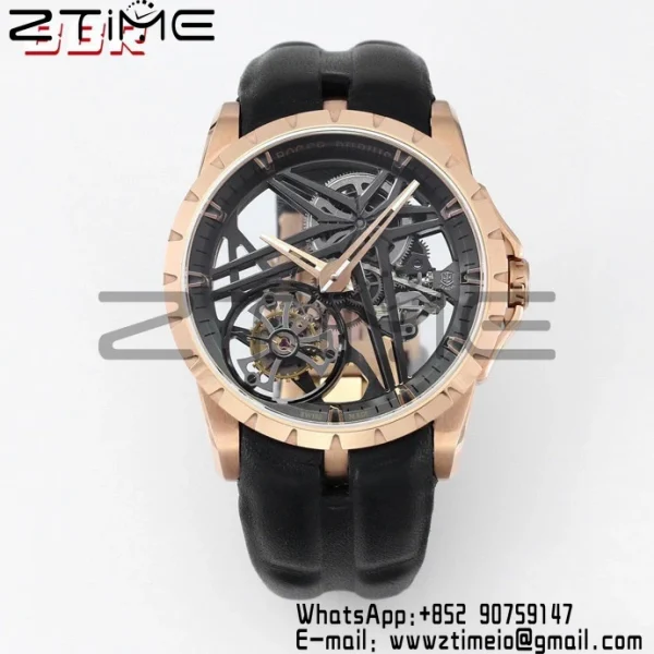 RD Excalibur RDDBEX0838 RG BBRF 1:1 Best Edition Skeleton Dial on Blcak Rubber Strap A2136 Tourbillon V4 - Super Clone Watch | 1:1 Best Version