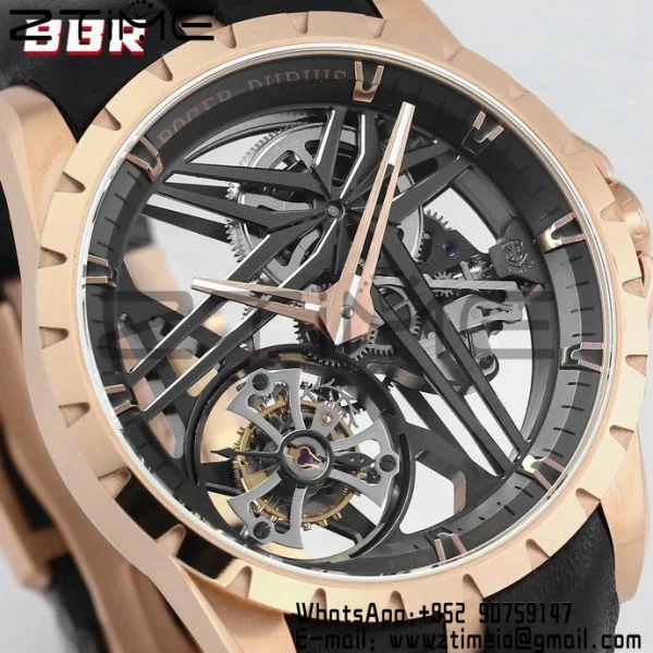 RD Excalibur RDDBEX0838 RG BBRF 1:1 Best Edition Skeleton Dial on Blcak Rubber Strap A2136 Tourbillon V4 - Super Clone Watch | 1:1 Best Version