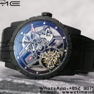 RD Excalibur Rddbex0393 FC BBRF 1:1 Best Edition Skeleton Dial on Black Rubber Strap A2136 Tourbillon V4 - Super Clone Watch | 1:1 Best Version