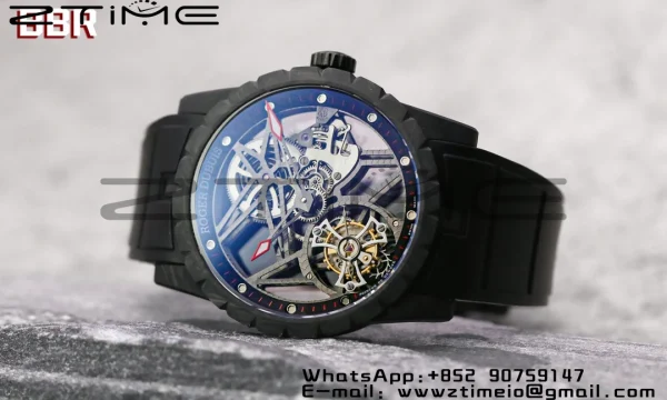 RD Excalibur Rddbex0393 FC BBRF 1:1 Best Edition Skeleton Dial on Black Rubber Strap A2136 Tourbillon V4 - Super Clone Watch | 1:1 Best Version