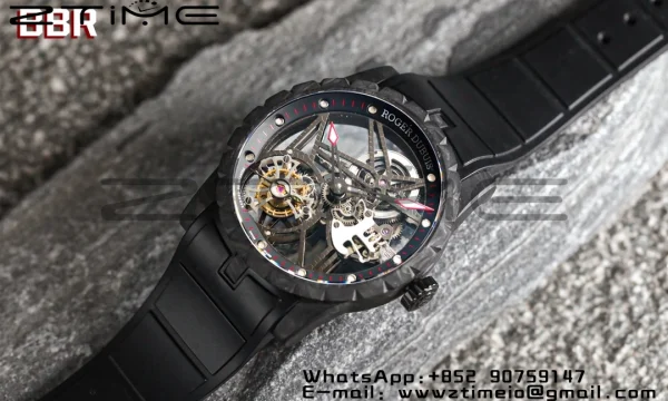 RD Excalibur Rddbex0393 FC BBRF 1:1 Best Edition Skeleton Dial on Black Rubber Strap A2136 Tourbillon V4 - Super Clone Watch | 1:1 Best Version
