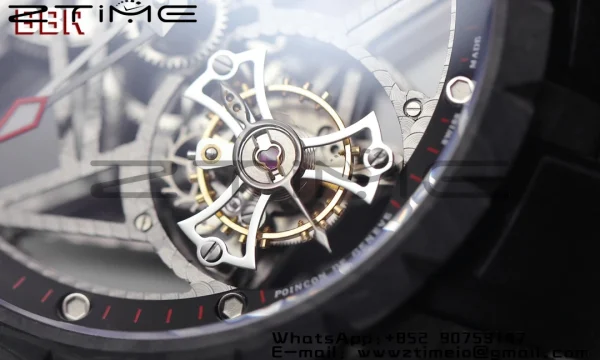 RD Excalibur Rddbex0393 FC BBRF 1:1 Best Edition Skeleton Dial on Black Rubber Strap A2136 Tourbillon V4 - Super Clone Watch | 1:1 Best Version
