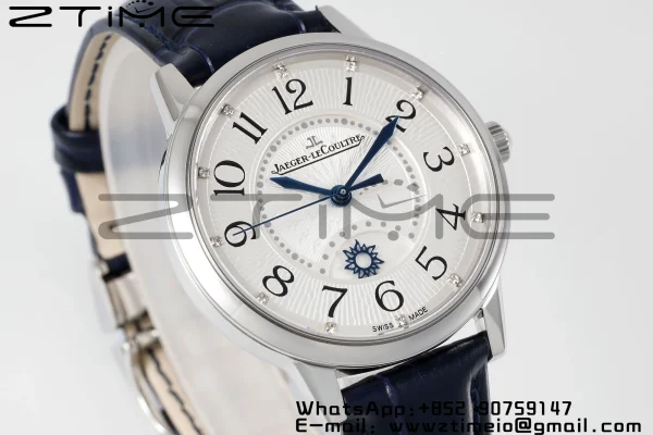 Rendez-Vous JL Night & Day 3448410 SS APSF 1:1 Best Edition White Textured Dial Polished Bezel on Blue Leather Strap A898 - Super Clone Watch | 1:1 Best Version