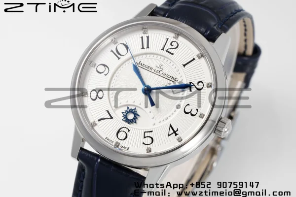 Rendez-Vous JL Night & Day 3448410 SS APSF 1:1 Best Edition White Textured Dial Polished Bezel on Blue Leather Strap A898 - Super Clone Watch | 1:1 Best Version