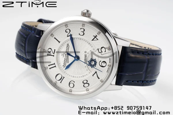 Rendez-Vous JL Night & Day 3448410 SS APSF 1:1 Best Edition White Textured Dial Polished Bezel on Blue Leather Strap A898 - Super Clone Watch | 1:1 Best Version