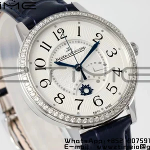 Rendez-Vous JL Night & Day 3448420 SS APSF 1:1 Best Edition White Textured Dial Diamonds Bezel on Blue Leather Strap A898 - Super Clone Watch | 1:1 Best Version