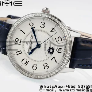 Rendez-Vous JL Night & Day 3448420 SS APSF 1:1 Best Edition White Textured Dial Diamonds Bezel on Blue Leather Strap A898 - Super Clone Watch | 1:1 Best Version
