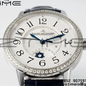 Rendez-Vous JL Night & Day 3448420 SS APSF 1:1 Best Edition White Textured Dial Diamonds Bezel on Blue Leather Strap A898 - Super Clone Watch | 1:1 Best Version