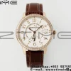 Rendez-Vous JL Night & Day 3442440 RG APSF 1:1 Best Edition White Textured Dial Polished Bezel on Brwon Leather Strap A898 - Super Clone Watch | 1:1 Best Version