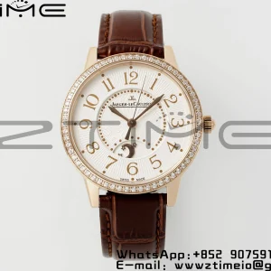 Rendez-Vous JL Night & Day 3442440 RG APSF 1:1 Best Edition White Textured Dial Polished Bezel on Brwon Leather Strap A898 - Super Clone Watch | 1:1 Best Version