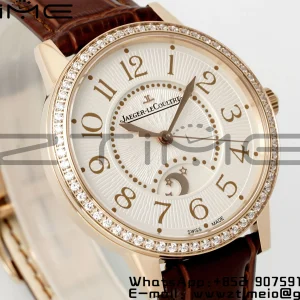 Rendez-Vous JL Night & Day 3442440 RG APSF 1:1 Best Edition White Textured Dial Polished Bezel on Brwon Leather Strap A898 - Super Clone Watch | 1:1 Best Version
