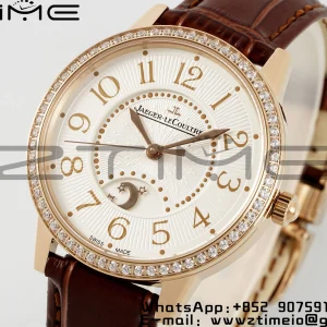 Rendez-Vous JL Night & Day 3442440 RG APSF 1:1 Best Edition White Textured Dial Polished Bezel on Brwon Leather Strap A898 - Super Clone Watch | 1:1 Best Version