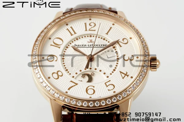 Rendez-Vous JL Night & Day 3442440 RG APSF 1:1 Best Edition White Textured Dial Polished Bezel on Brwon Leather Strap A898 - Super Clone Watch | 1:1 Best Version