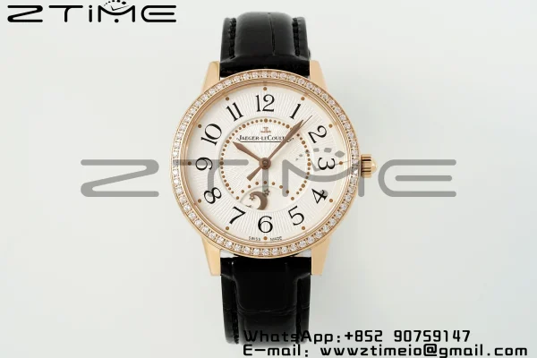 Rendez-Vous JL Night & Day 3442440 RG APSF 1:1 Best Edition White Textured Dial Polished Bezel on Black Leather Strap A898 - Super Clone Watch | 1:1 Best Version