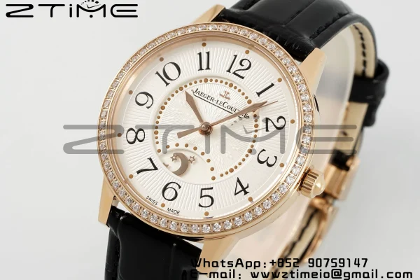 Rendez-Vous JL Night & Day 3442440 RG APSF 1:1 Best Edition White Textured Dial Polished Bezel on Black Leather Strap A898 - Super Clone Watch | 1:1 Best Version