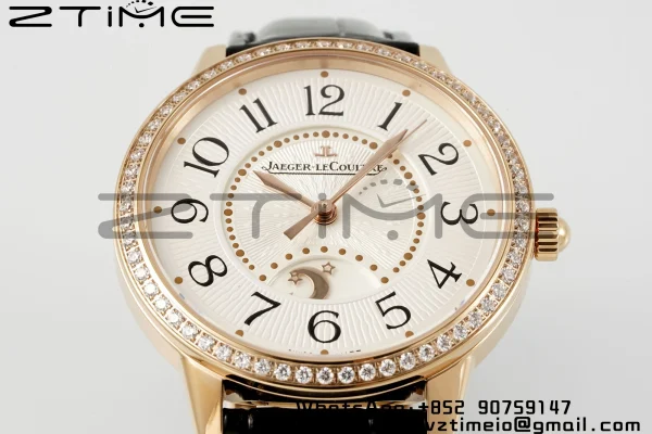 Rendez-Vous JL Night & Day 3442440 RG APSF 1:1 Best Edition White Textured Dial Polished Bezel on Black Leather Strap A898 - Super Clone Watch | 1:1 Best Version