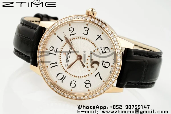 Rendez-Vous JL Night & Day 3442440 RG APSF 1:1 Best Edition White Textured Dial Polished Bezel on Black Leather Strap A898 - Super Clone Watch | 1:1 Best Version