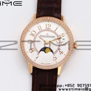 Rendez-Vous Night & Day 3572430 RG ZF 1:1 Best Edition White Textured Dial Diamonds Bezel on Brown Leather Strap A898 - Super Clone Watch | 1:1 Best Version