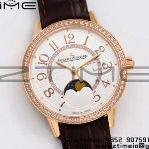 Rendez-Vous Night & Day 3572430 RG ZF 1:1 Best Edition White Textured Dial Diamonds Bezel on Brown Leather Strap A898 - Super Clone Watch | 1:1 Best Version