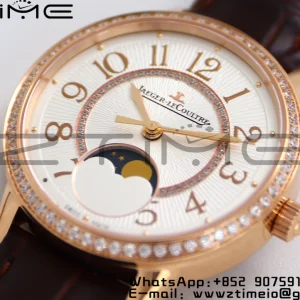Rendez-Vous Night & Day 3572430 RG ZF 1:1 Best Edition White Textured Dial Diamonds Bezel on Brown Leather Strap A898 - Super Clone Watch | 1:1 Best Version