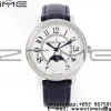 Rendez-Vous Night & Day 3578430 SS ZF 1:1 Best Edition White Textured Dial Diamonds Bezel on Blue Leather Strap A898 - Super Clone Watch | 1:1 Best Version