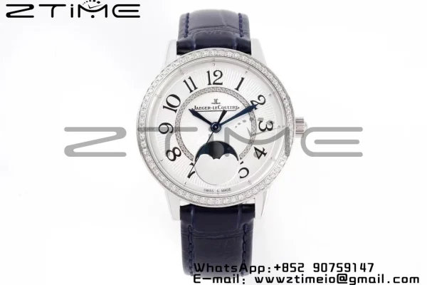 Rendez-Vous Night & Day 3578430 SS ZF 1:1 Best Edition White Textured Dial Diamonds Bezel on Blue Leather Strap A898 - Super Clone Watch | 1:1 Best Version