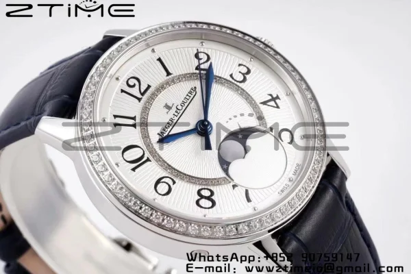 Rendez-Vous Night & Day 3578430 SS ZF 1:1 Best Edition White Textured Dial Diamonds Bezel on Blue Leather Strap A898 - Super Clone Watch | 1:1 Best Version