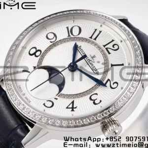Rendez-Vous Night & Day 3578430 SS ZF 1:1 Best Edition White Textured Dial Diamonds Bezel on Blue Leather Strap A898 - Super Clone Watch | 1:1 Best Version
