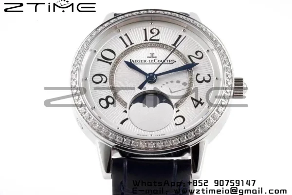 Rendez-Vous Night & Day 3578430 SS ZF 1:1 Best Edition White Textured Dial Diamonds Bezel on Blue Leather Strap A898 - Super Clone Watch | 1:1 Best Version