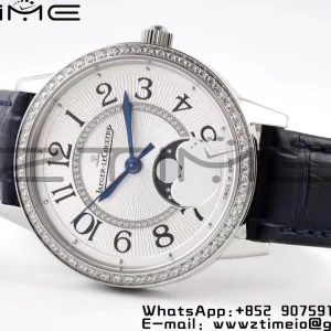 Rendez-Vous Night & Day 3578430 SS ZF 1:1 Best Edition White Textured Dial Diamonds Bezel on Blue Leather Strap A898 - Super Clone Watch | 1:1 Best Version