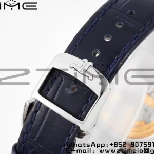 Rendez-Vous Night & Day 3578430 SS ZF 1:1 Best Edition White Textured Dial Diamonds Bezel on Blue Leather Strap A898 - Super Clone Watch | 1:1 Best Version