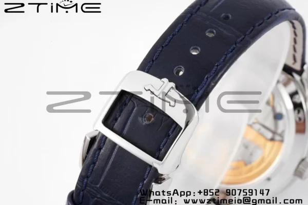 Rendez-Vous Night & Day 3578430 SS ZF 1:1 Best Edition White Textured Dial Diamonds Bezel on Blue Leather Strap A898 - Super Clone Watch | 1:1 Best Version