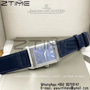 Master Reverso Tribute Small Seconds 3988482 SS MGF 1:1 Best Version Blue Dial on Blue Leather Strap A854A - Super Clone Watch | 1:1 Best Version