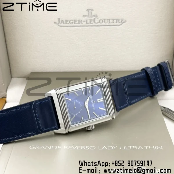 Master Reverso Tribute Small Seconds 3988482 SS MGF 1:1 Best Version Blue Dial on Blue Leather Strap A854A - Super Clone Watch | 1:1 Best Version