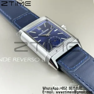 Master Reverso Tribute Small Seconds 3988482 SS MGF 1:1 Best Version Blue Dial on Blue Leather Strap A854A - Super Clone Watch | 1:1 Best Version