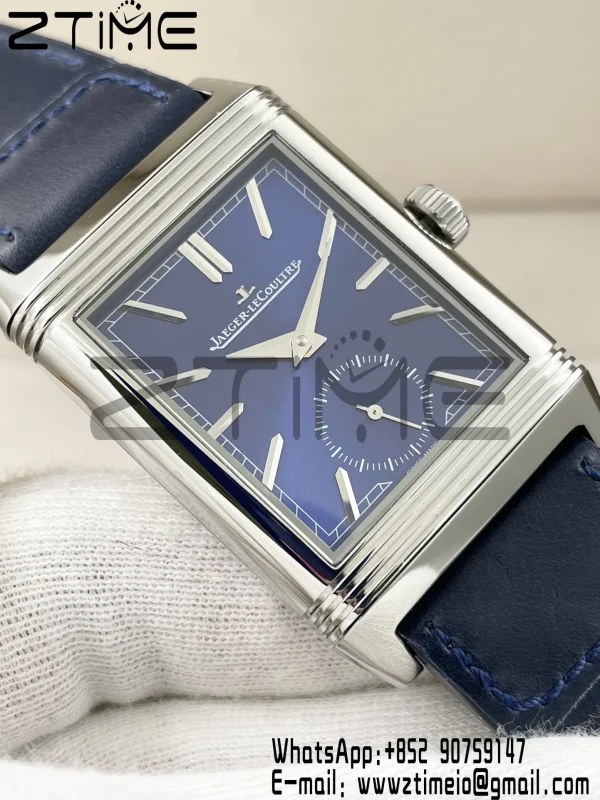 Master Reverso Tribute Small Seconds 3988482 SS MGF 1:1 Best Version Blue Dial on Blue Leather Strap A854A - Super Clone Watch | 1:1 Best Version