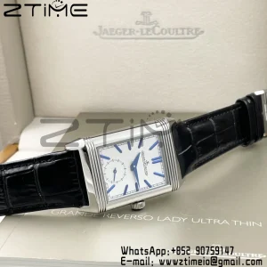Master Reverso Tribute Small Seconds 3988482 SS MGF 1:1 Best Version White Dial on Black Leather Strap A854A - Super Clone Watch | 1:1 Best Version