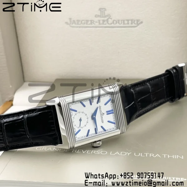 Master Reverso Tribute Small Seconds 3988482 SS MGF 1:1 Best Version White Dial on Black Leather Strap A854A - Super Clone Watch | 1:1 Best Version