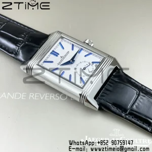 Master Reverso Tribute Small Seconds 3988482 SS MGF 1:1 Best Version White Dial on Black Leather Strap A854A - Super Clone Watch | 1:1 Best Version