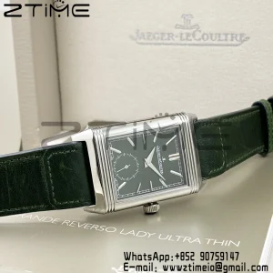 Master Reverso Tribute Small Seconds SS MGF 1:1 Best Version Green Dial on Green Leather Strap A854A - Super Clone Watch | 1:1 Best Version