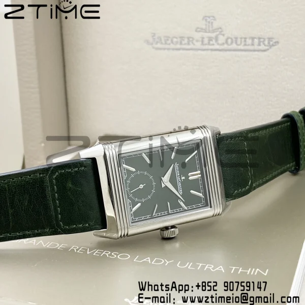 Master Reverso Tribute Small Seconds SS MGF 1:1 Best Version Green Dial on Green Leather Strap A854A - Super Clone Watch | 1:1 Best Version