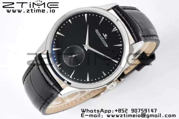 Master Ultra Thin Small Second 1358420 SS ZF 1:1 Best Edition Black Dial on Black Leather Strap A896 - Super Clone Watch | 1:1 Best Version