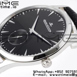 Master Ultra Thin Small Second 1358420 SS ZF 1:1 Best Edition Black Dial on Black Leather Strap A896 - Super Clone Watch | 1:1 Best Version