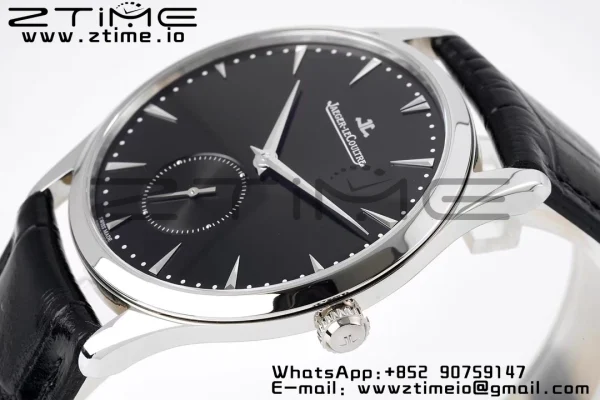 Master Ultra Thin Small Second 1358420 SS ZF 1:1 Best Edition Black Dial on Black Leather Strap A896 - Super Clone Watch | 1:1 Best Version