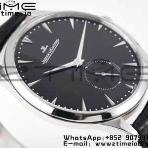 Master Ultra Thin Small Second 1358420 SS ZF 1:1 Best Edition Black Dial on Black Leather Strap A896 - Super Clone Watch | 1:1 Best Version